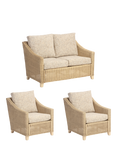 Desser Dijon Rattan 4-Seater Lounge Sofa & Chairs Set, Grey