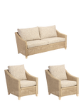 Desser Dijon Rattan 5-Seater Lounge Sofa & Chairs Set, Grey