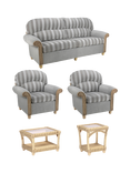 Desser Samford Taditional Rattan 5-Seater Lounging Table & Chairs Set, Grey