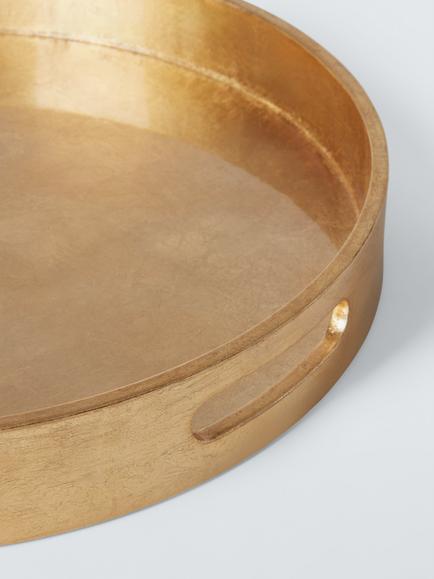 John Lewis Round Lacquer Tray, 45cm, FSC-Certified (MDF), Gold - view 2, Gold