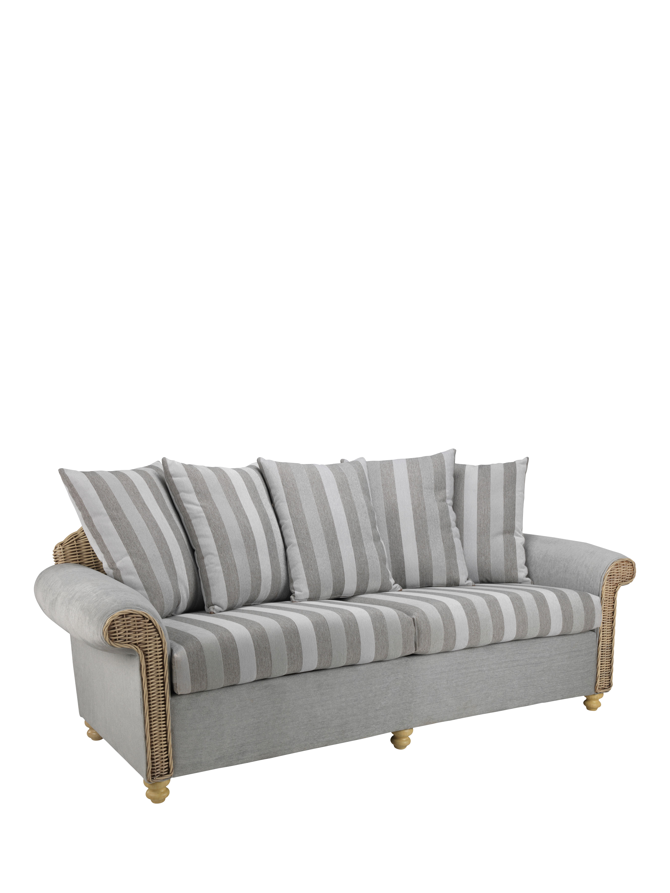 Desser Samford Rattan Scatter Back 3-Seater Sofa, Grey