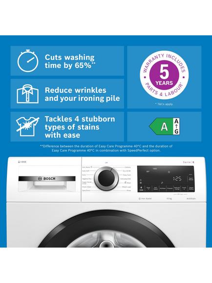 Bosch Series 6 WGG254F1GB i-DOS Freestanding Washing Machine, 10kg Load, 1400rpm Spin, White - view 2, White