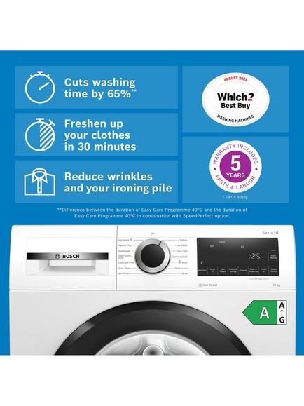 Bosch Series 6 WGG254Z1GB Freestanding Washing Machine, 10kg Load, 1400rpm Spin, White - view 2, White