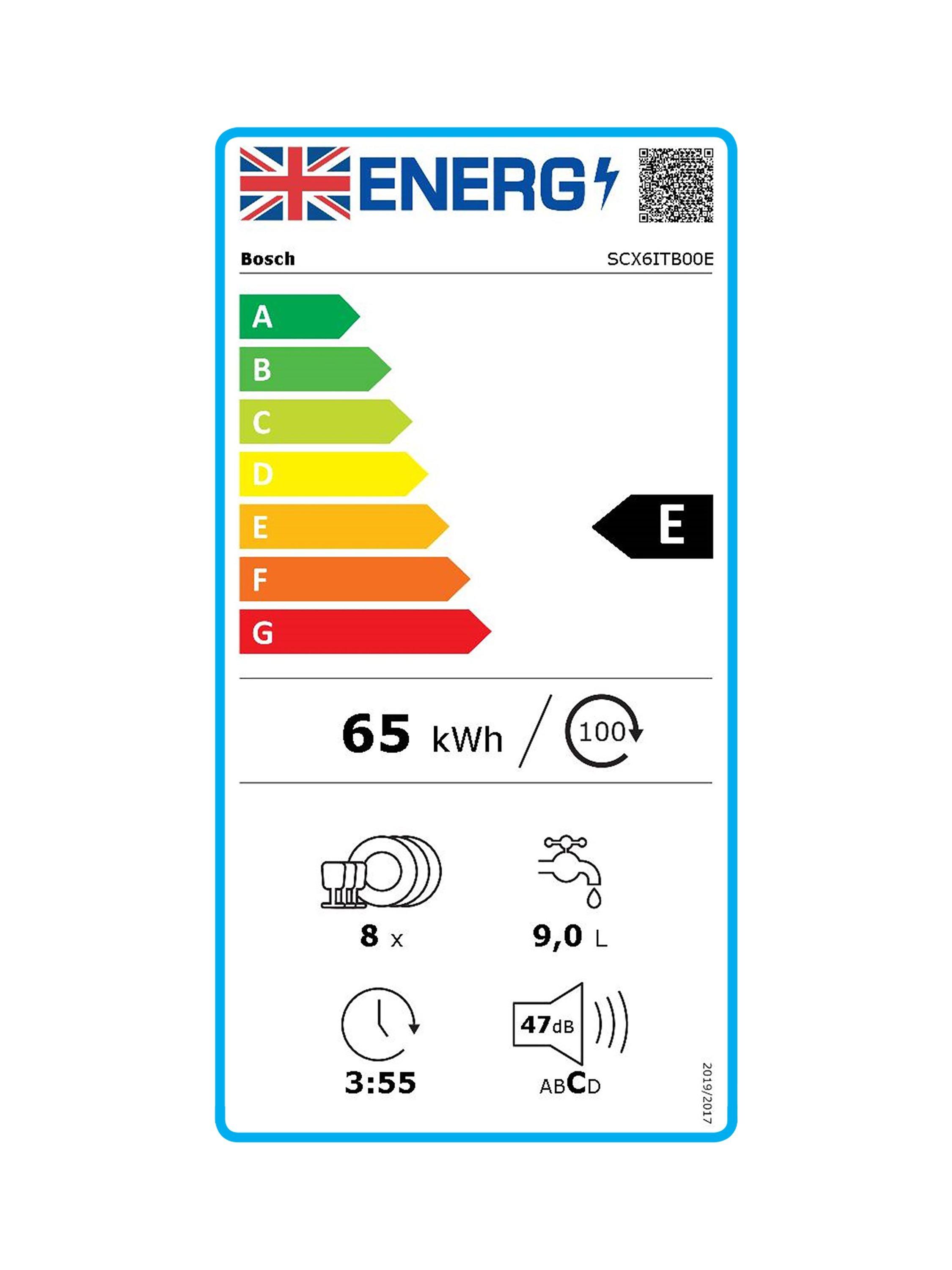 This item is rated E for energy efficiency on a scale from A (most efficient) to G (least efficient).