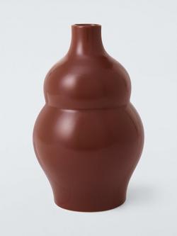 John Lewis Wavy Gourd Stoneware Vase, H30cm, Brown, Brown