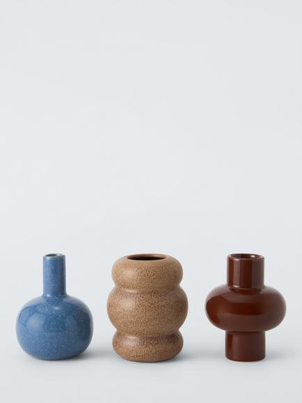 John Lewis Mini Stoneware Vases, Set of 3, H12cm, Multi