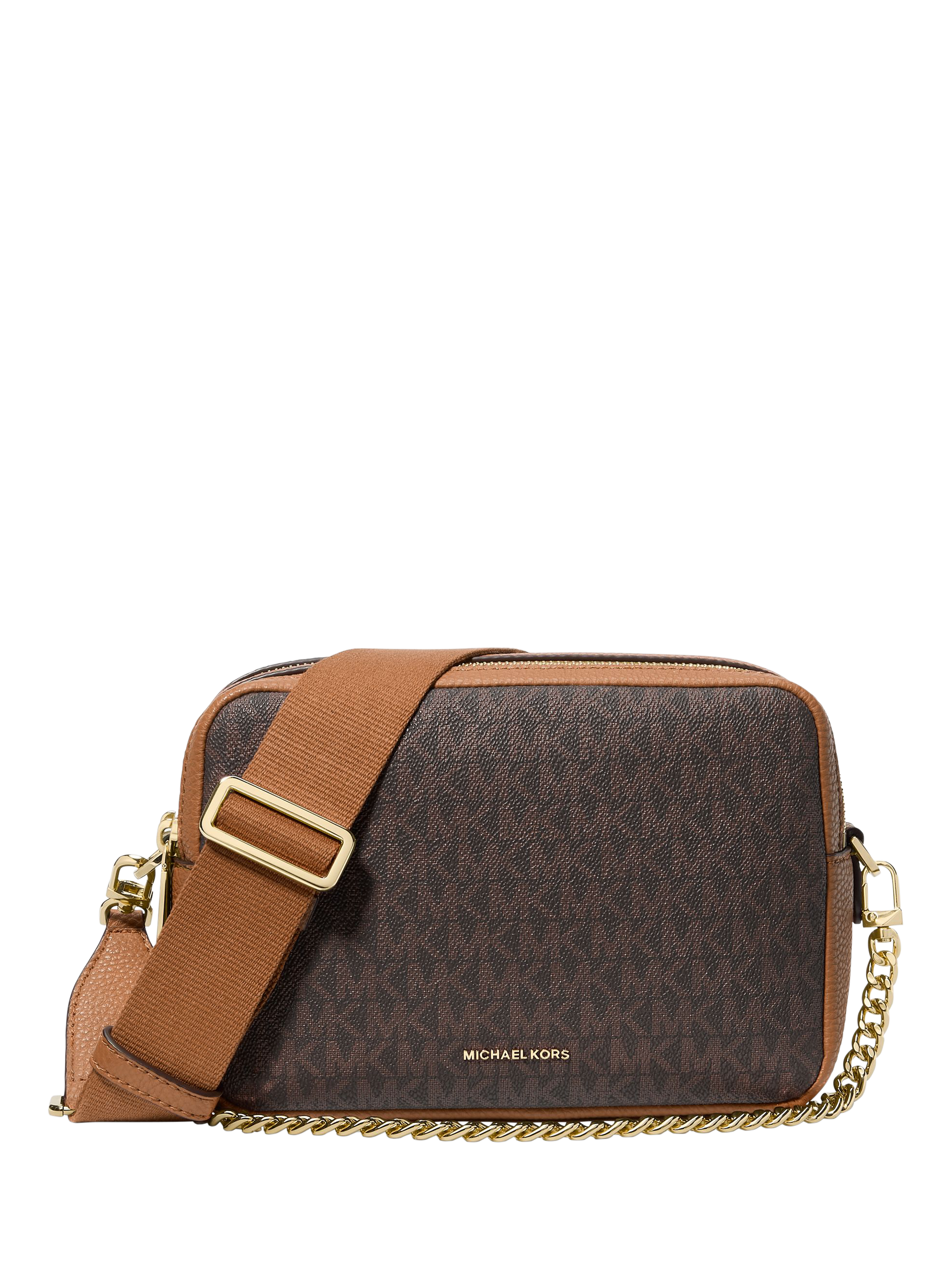 Product image 1 of 5, which shows Michael Kors Bryant Signature Print Cross Body Bag, Brown/Acorn