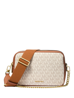 Michael Kors Bryant Signature Print Cross Body Bag, Vanilla/Acorn