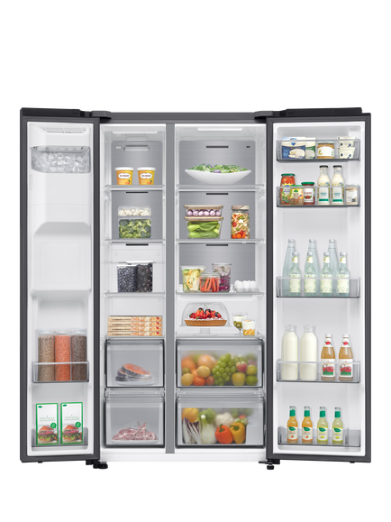 Samsung Series 6 RS70F64KET / RS70F64KEF Freestanding 65/35 Smart American Fridge Freezer with SpaceMax™ - view 2, Black