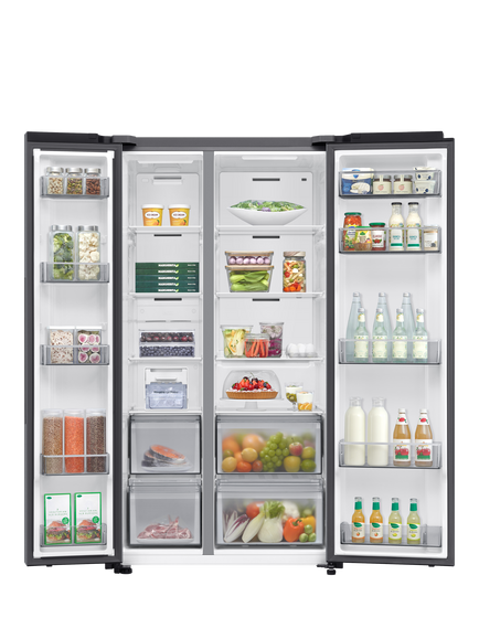 Samsung Series 6 RS70F65QETEU Freestanding 65/35 Smart American Fridge Freezer with SpaceMax™, Silver - view 2, Silver