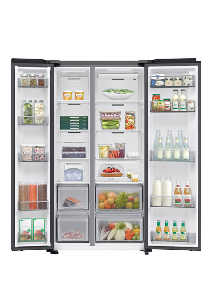 Samsung Series 7 RS70F68QBFEU Freestanding 65/35 Smart American Fridge Freezer with SpaceMax™, Black - view 2, Black