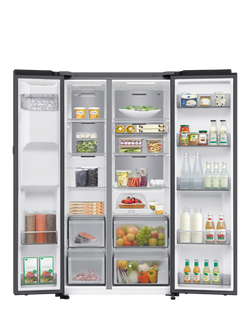 Samsung Bespoke AI Series 9 RS90F64EDFEU Freestanding 65/35 Smart American Style Fridge Freezer with AI Home, Black - view 2, Black