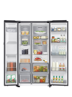 Samsung Bespoke AI Series 9 RS90F64EDTEU Freestanding 65/35 Smart American Fridge Freezer with AI Home, Silver - view 2, Silver