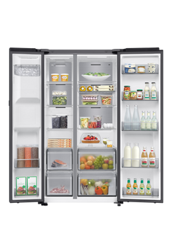 Samsung Series 9 RS90F64EEFEU Freestanding 65/35 Smart American Fridge Freezer with AI Home, Black - view 2, Black