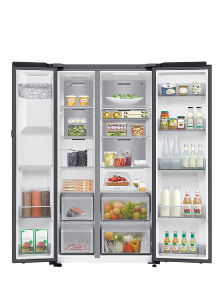 Samsung Series 9 RS90F64EEFEU Freestanding 65/35 Smart American Fridge Freezer with AI Home, Black - view 2, Black