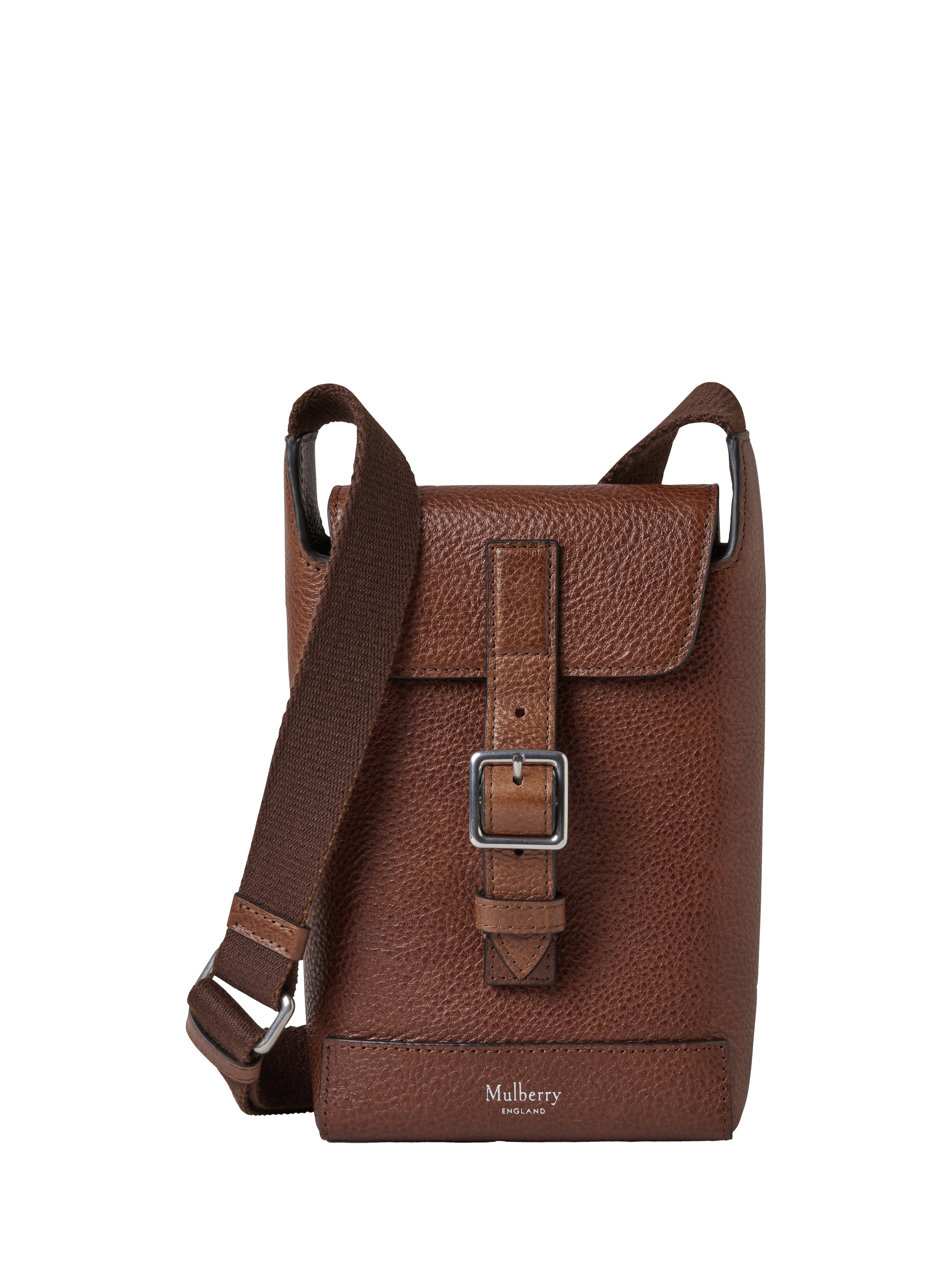 Product image 1 of 5, which shows Mulberry Chiltern Natural Vegetable Tanned Leather Phone Pouch, Oak