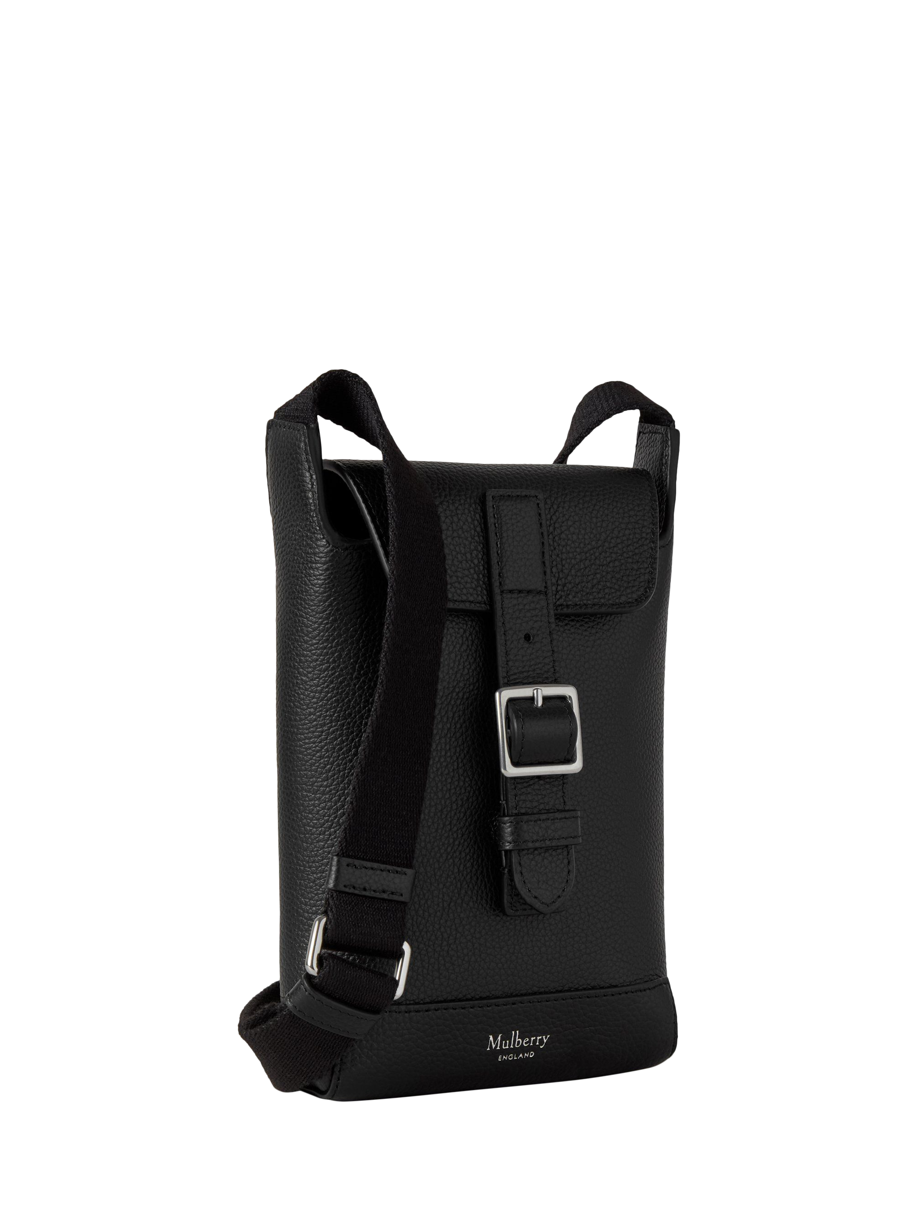 Product image 3 of 11, which shows Mulberry Chiltern Natural Vegetable Tanned Leather Phone Pouch, Black