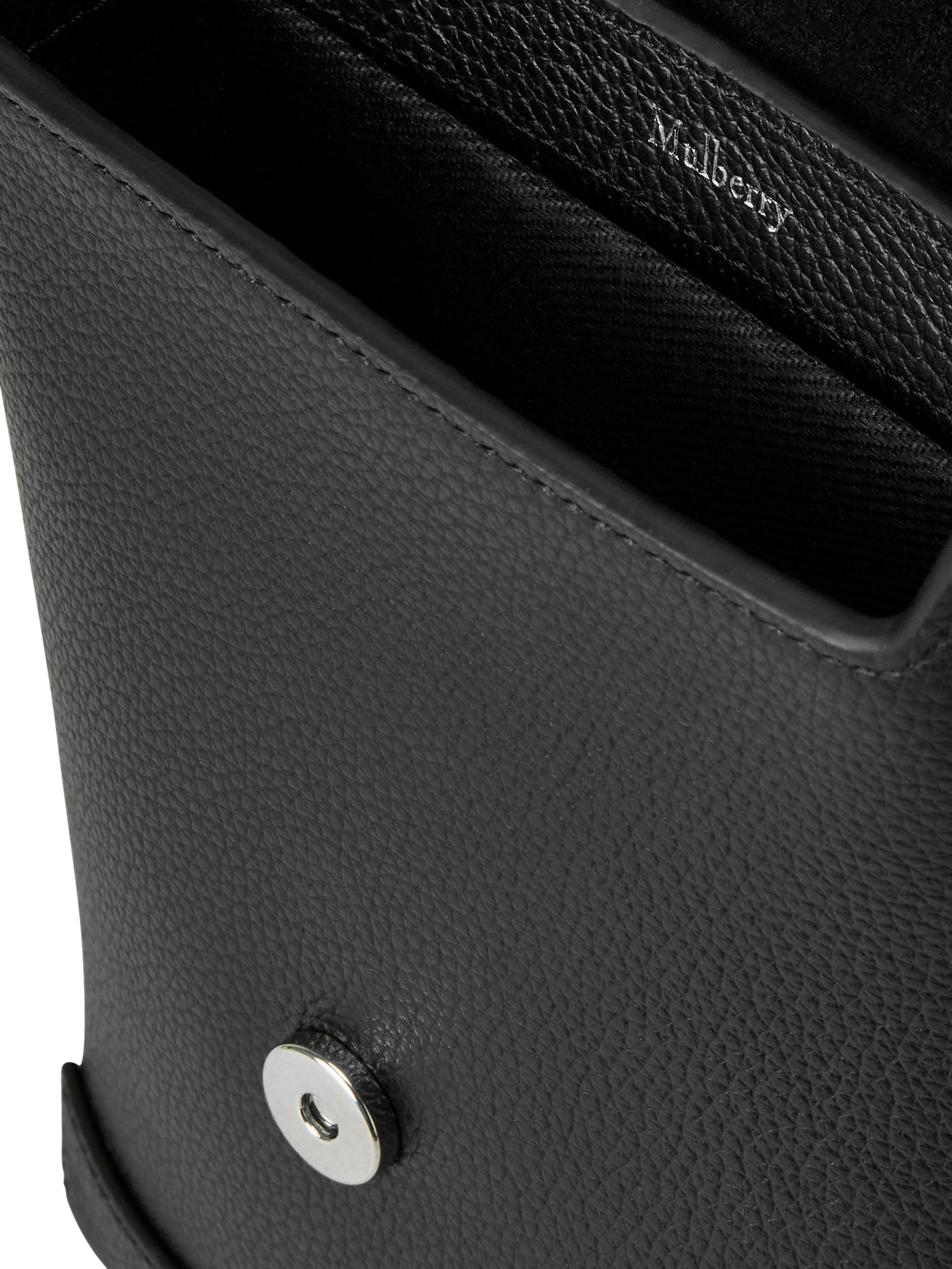 Product image 5 of 11, which shows Mulberry Chiltern Natural Vegetable Tanned Leather Phone Pouch, Black