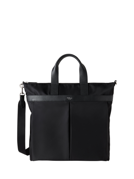 Mulberry Heritage Nylon Zipped Tote Bag, Black, Black