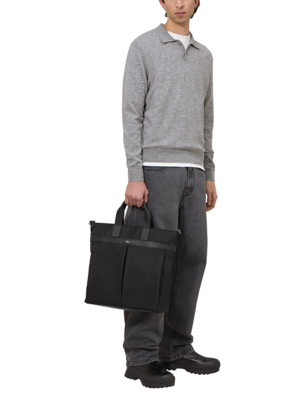 Mulberry Heritage Nylon Zipped Tote Bag, Black - view 2, Black