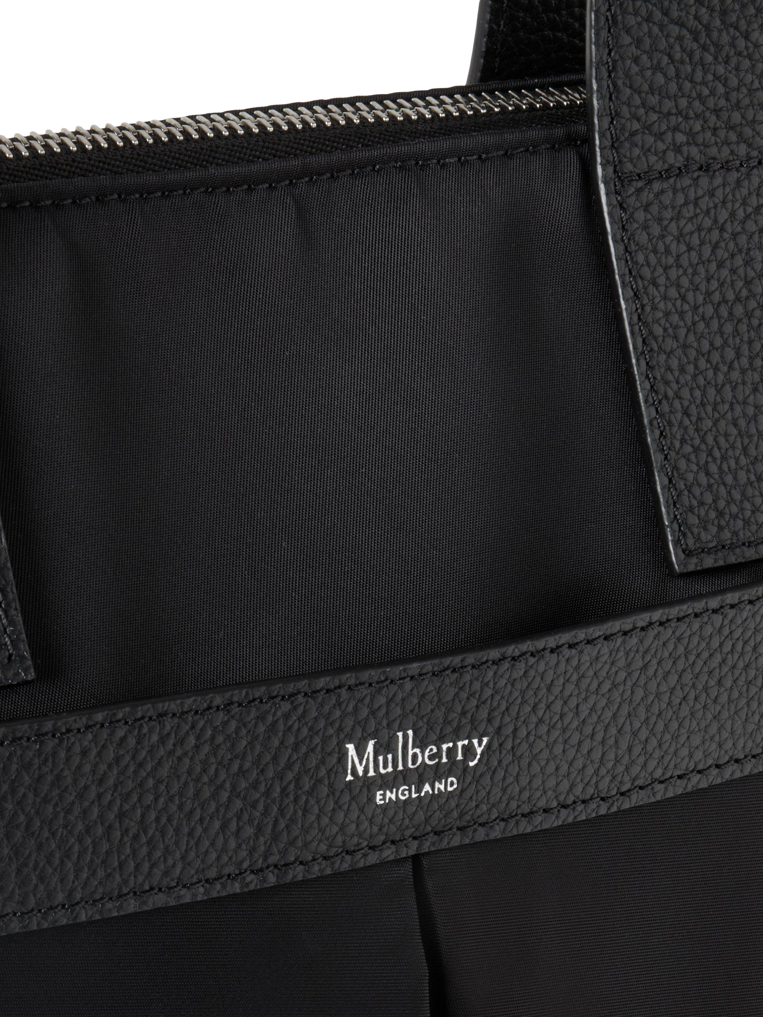 Product image 6 of 6, which shows Mulberry Heritage Nylon Zipped Tote Bag, Black