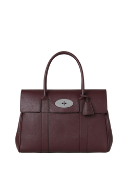 Mulberry Bayswater Classic Grain Leather Handbag, Black Cherry