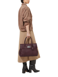 Mulberry Bayswater Classic Grain Leather Handbag, Black Cherry