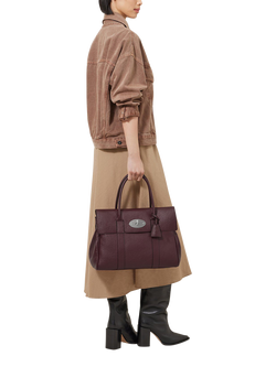 Mulberry Bayswater Classic Grain Leather Handbag - view 2, Black Cherry
