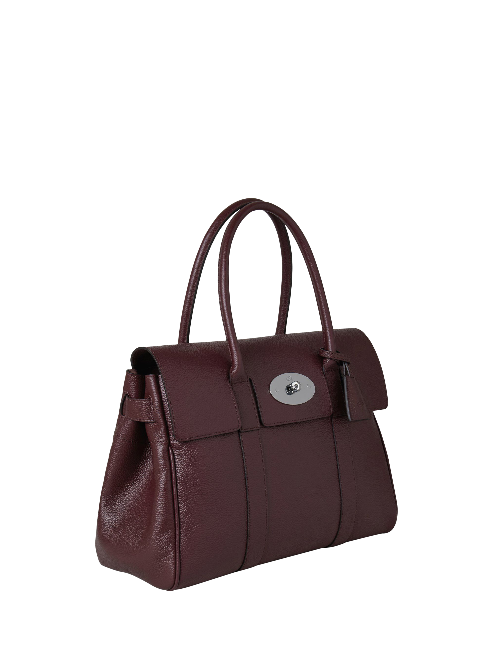 Product image 4 of 6, which shows Mulberry Bayswater Classic Grain Leather Handbag, Black Cherry