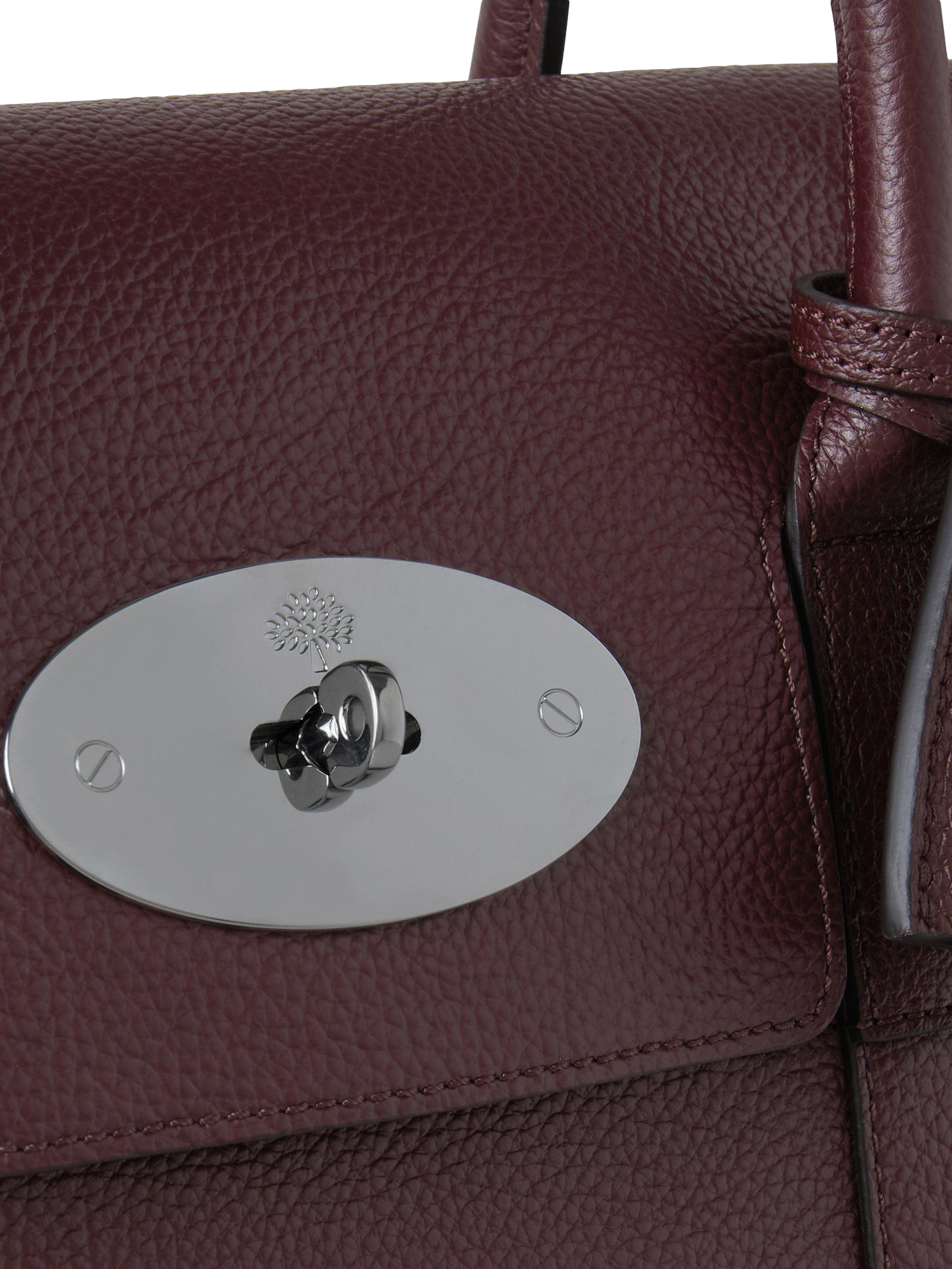 Product image 5 of 6, which shows Mulberry Bayswater Classic Grain Leather Handbag, Black Cherry