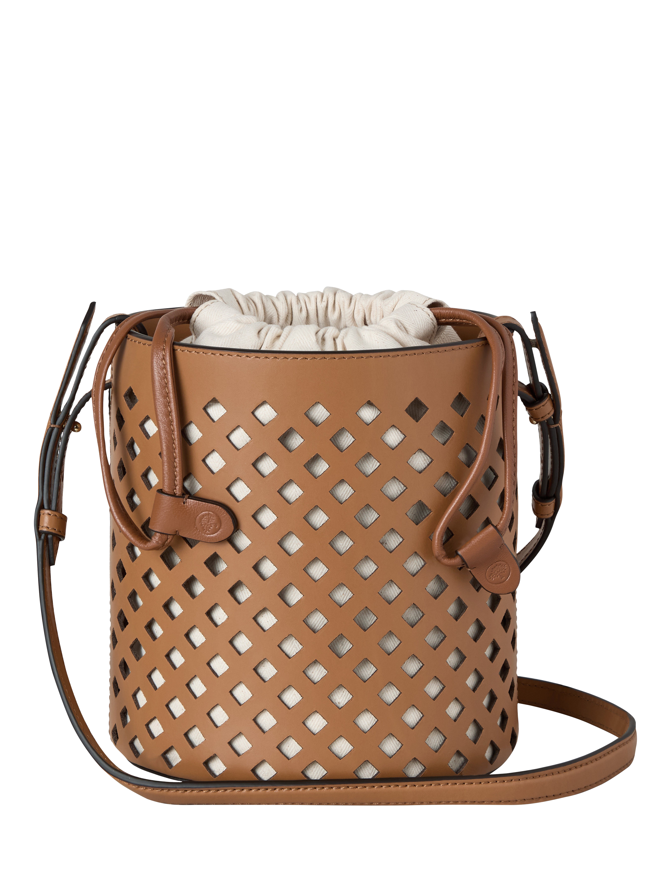 Product image 2 of 5, which shows Mulberry Perforated Leather Bucket Bag, Toffee