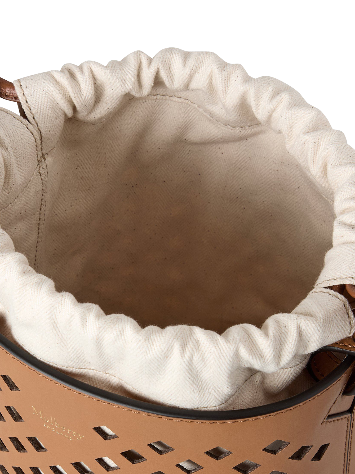 Product image 5 of 5, which shows Mulberry Perforated Leather Bucket Bag, Toffee