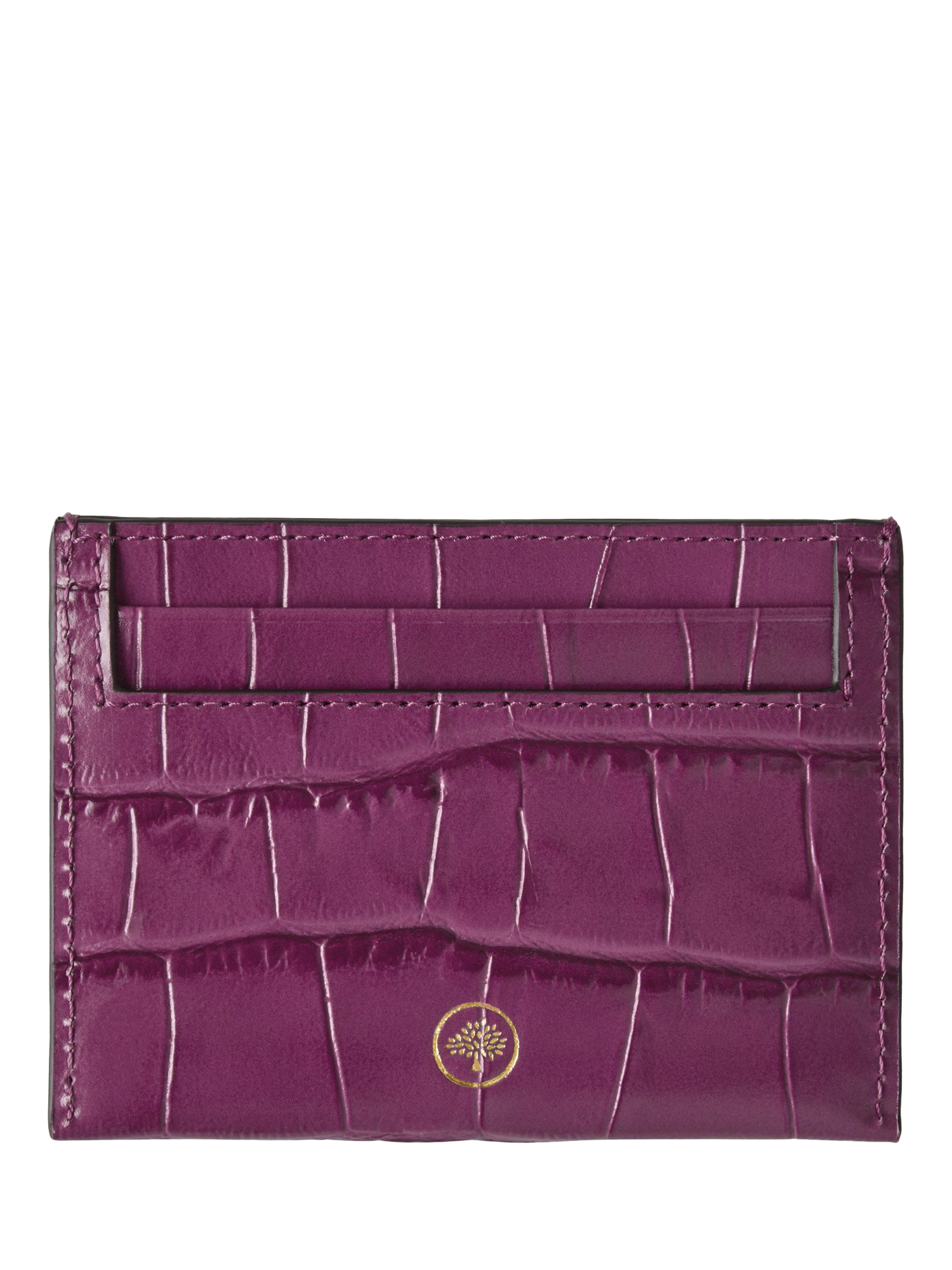 Product image 2 of 2, which shows Mulberry Continental Croc Effect Leather Credit Card Holder, Orchid Bloom