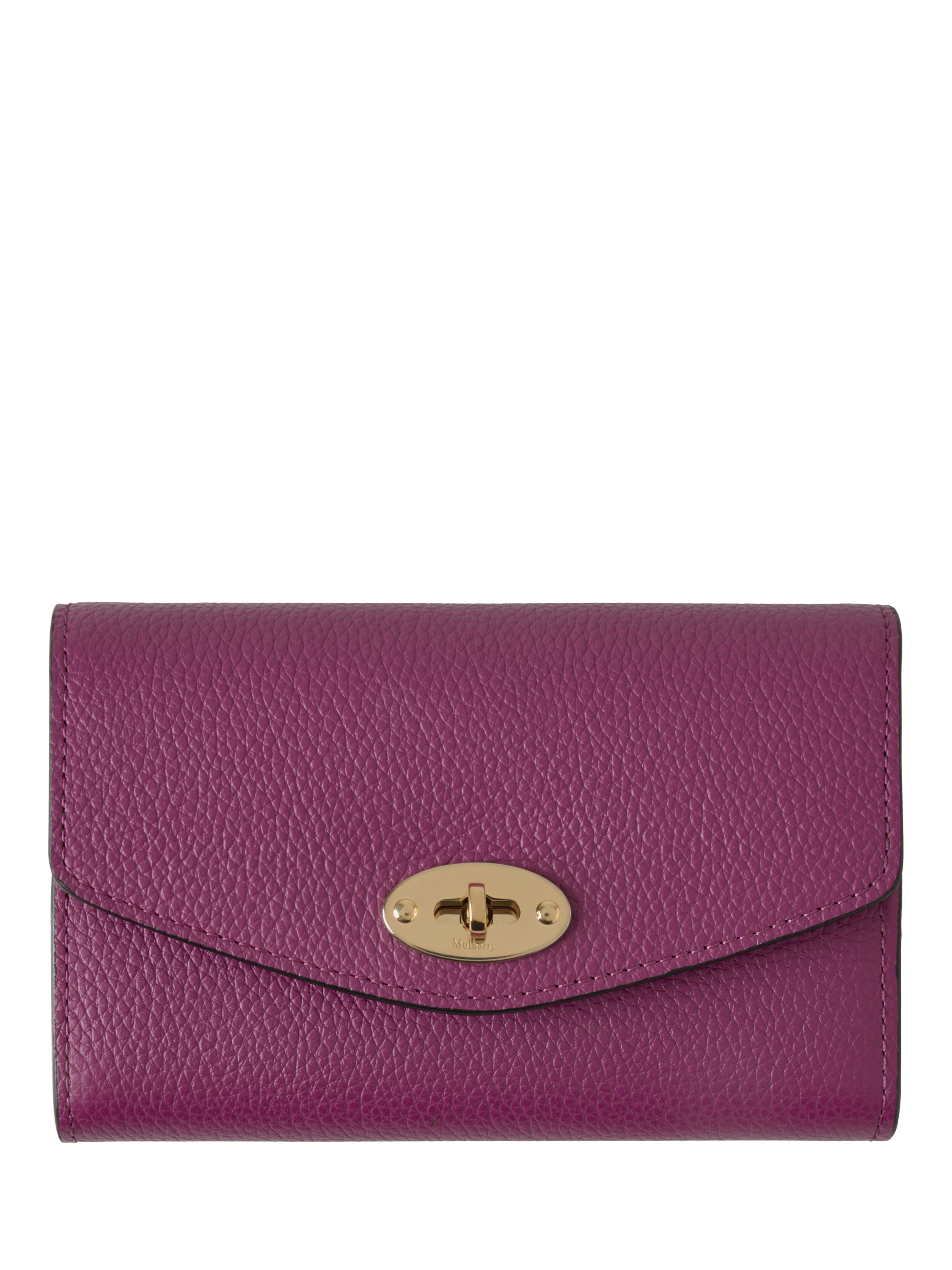 Product image 1 of 3, which shows Mulberry Darley Medium Classic Grain Leather Wallet, Orchid Bloom