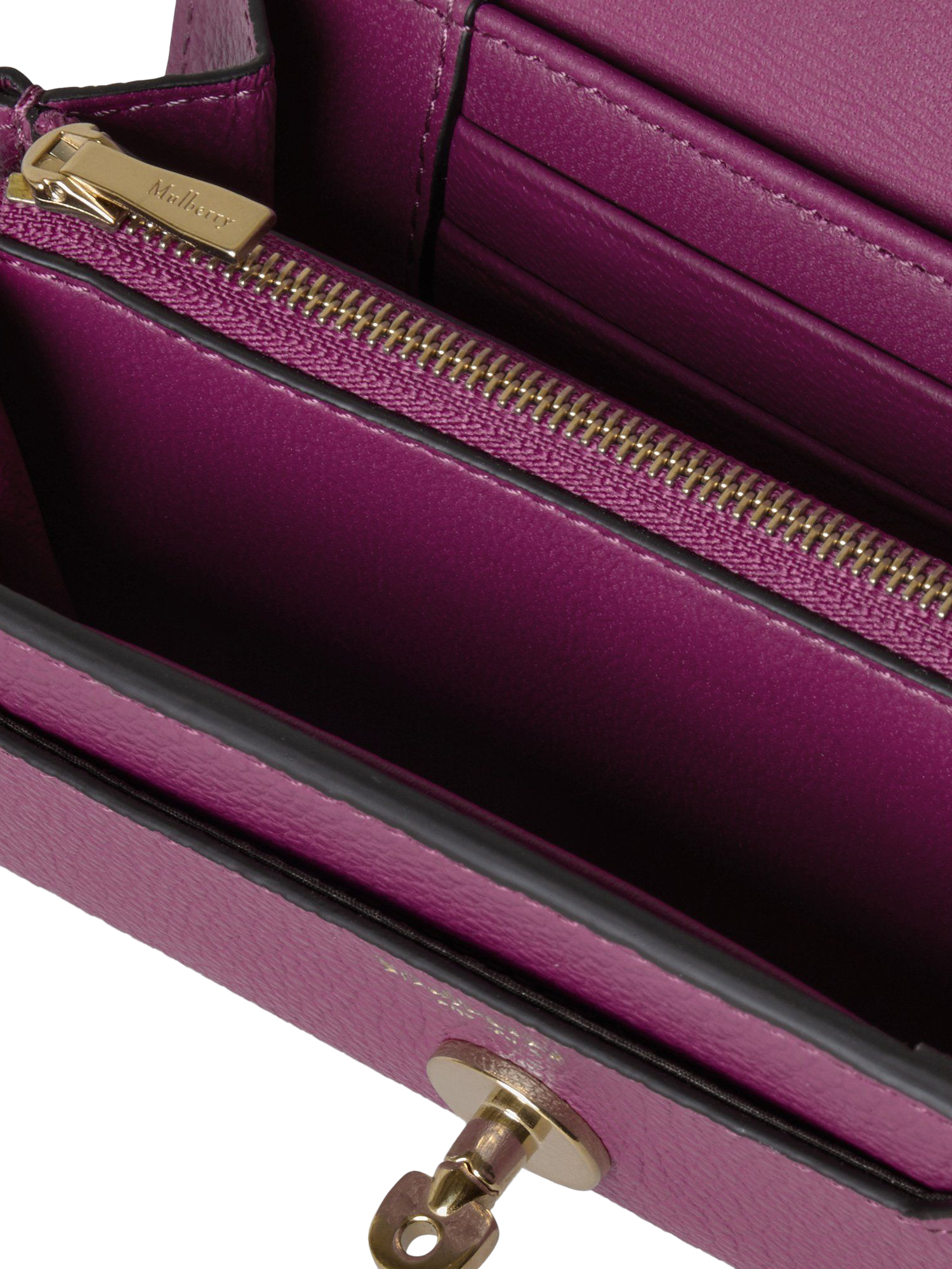 Product image 3 of 3, which shows Mulberry Darley Medium Classic Grain Leather Wallet, Orchid Bloom