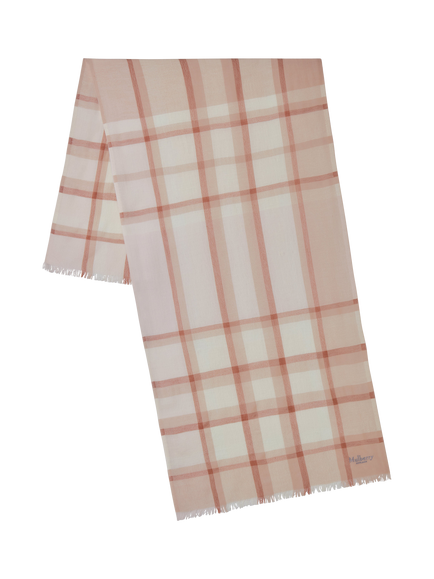 Mulberry Mega Check Wool Cashmere Scarf, Cashmere Taupe/Eggshell, Cashmere Taupe/Eggshell
