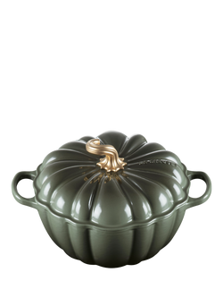 Le Creuset Cast Iron Round Pumpkin Casserole, 24cm, Volcanic, Thyme
