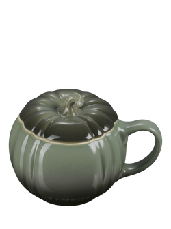 Le Creuset Stoneware Pumpkin Mug & Lid, 400ml, Thyme - view 2, Thyme