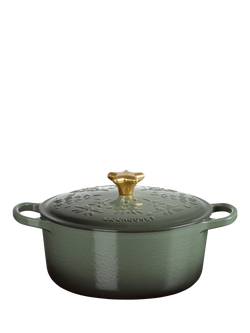 Le Creuset Cast Iron Noel Round Casserole, 24cm, Thyme - view 2, Thyme