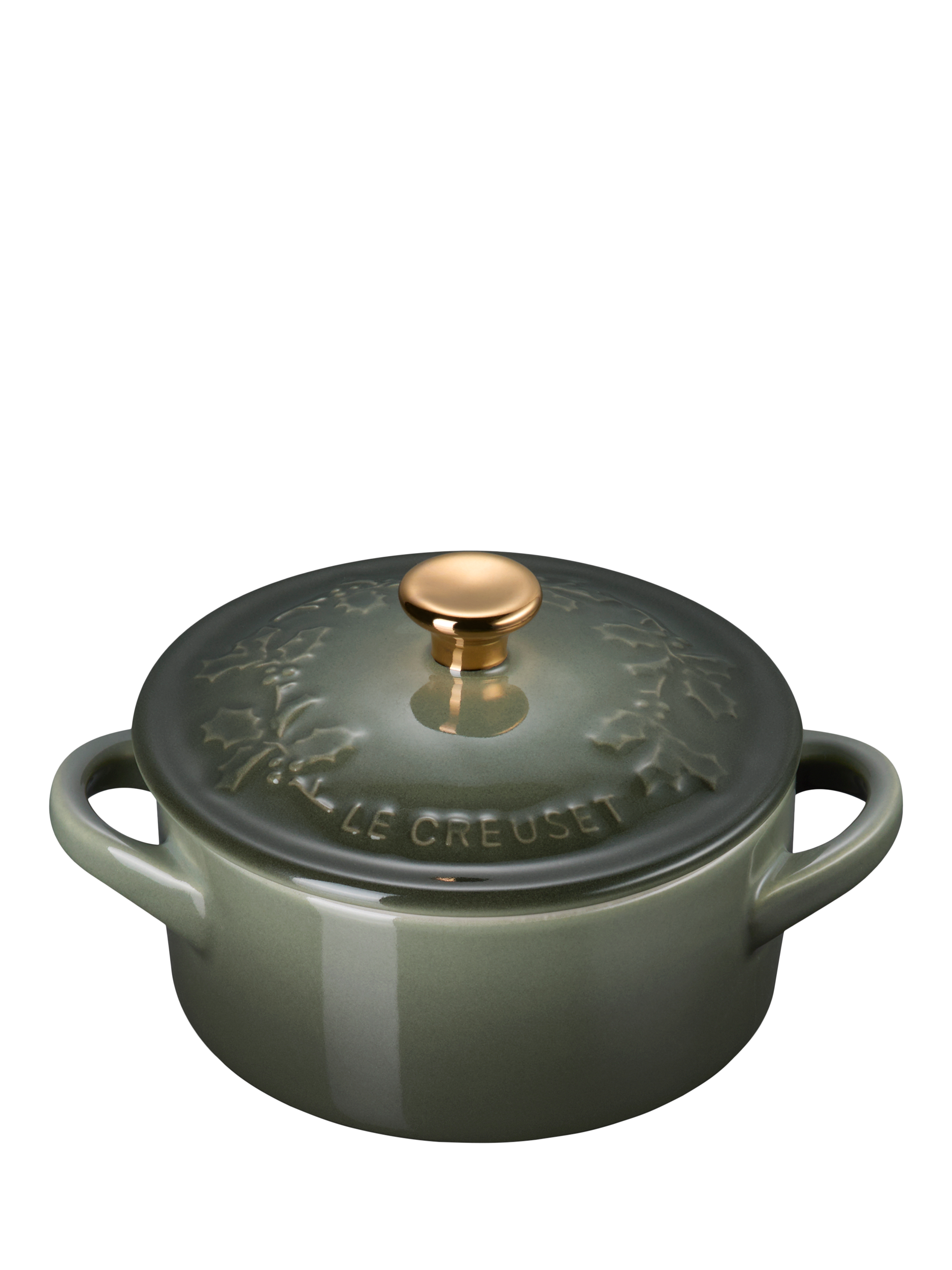 Le Creuset Stoneware Holly Mini Casserole & Lid, 10cm, Thyme