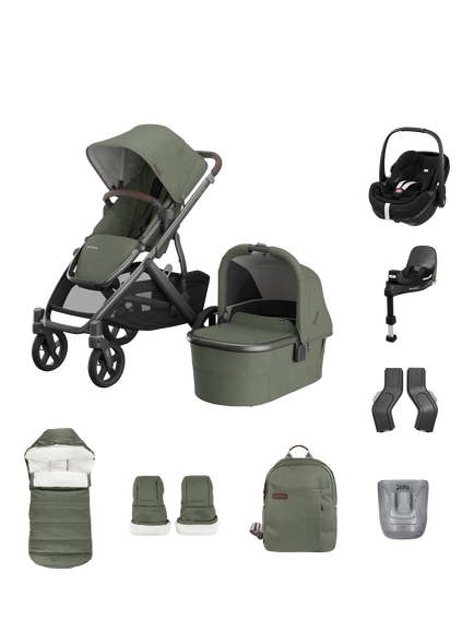 UPPAbaby Vista V3 Pushchair with Maxi-Cosi Pebble 360 Pro2 Baby Car Seat and Base Bundle, Evelyn