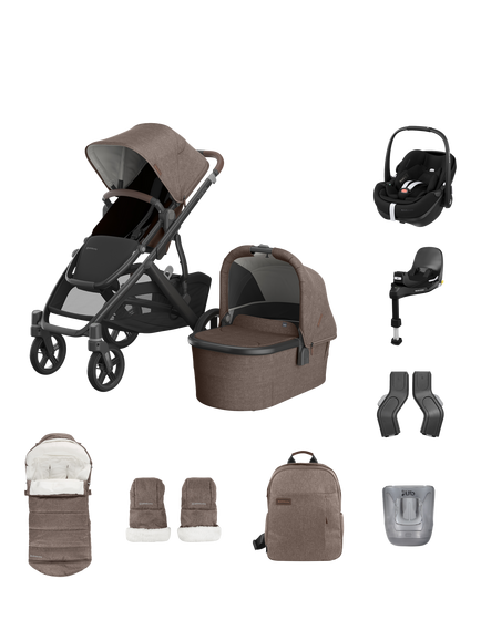 UPPAbaby Vista V3 Pushchair with Maxi-Cosi Pebble 360 Pro2 Baby Car Seat and Base Bundle, Dark Brown