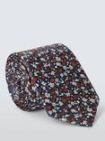 John Lewis Ditsy Floral Silk Tie, Navy/Orange