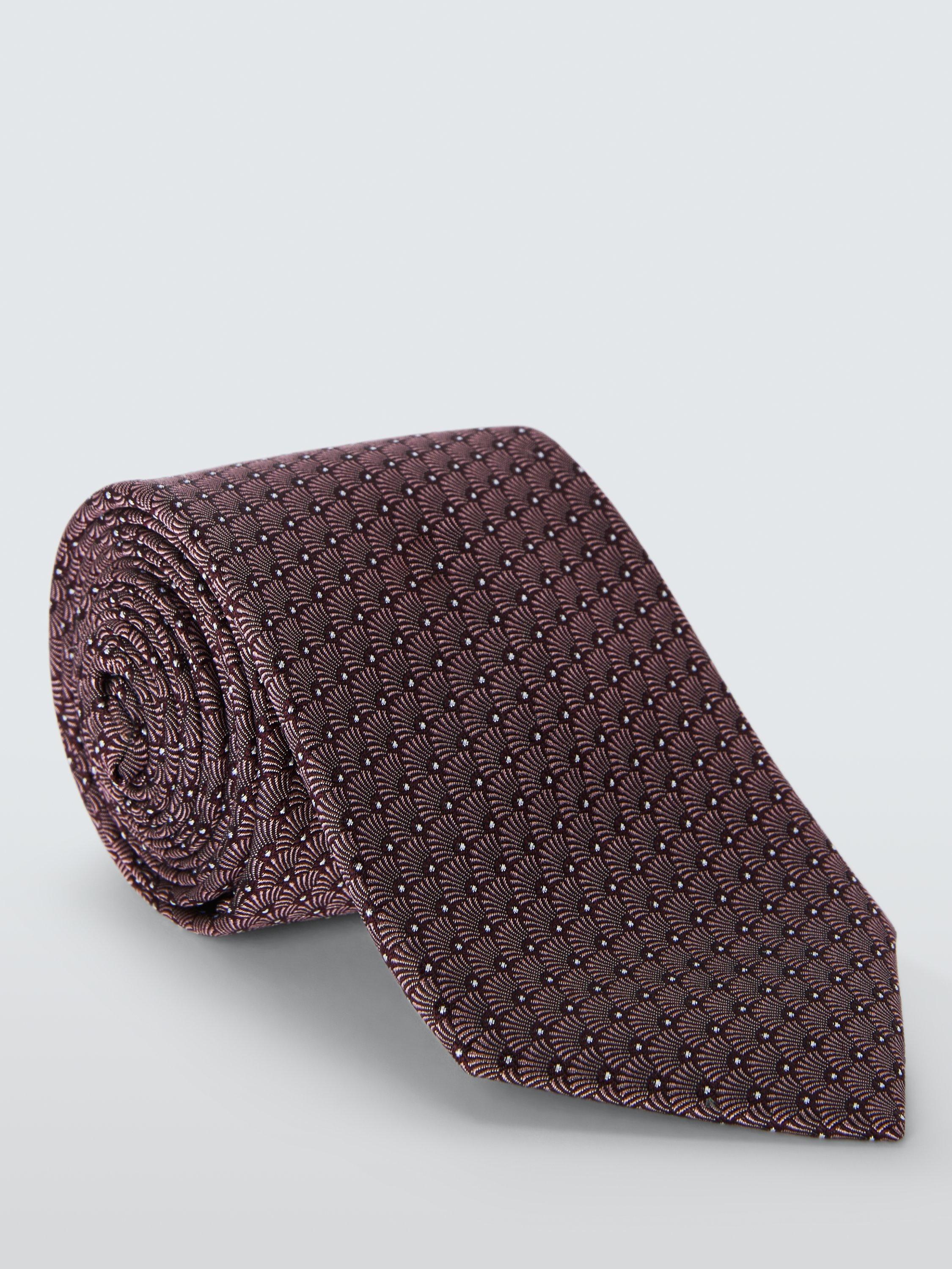 John Lewis Silk Fan Floral Tie, Pink