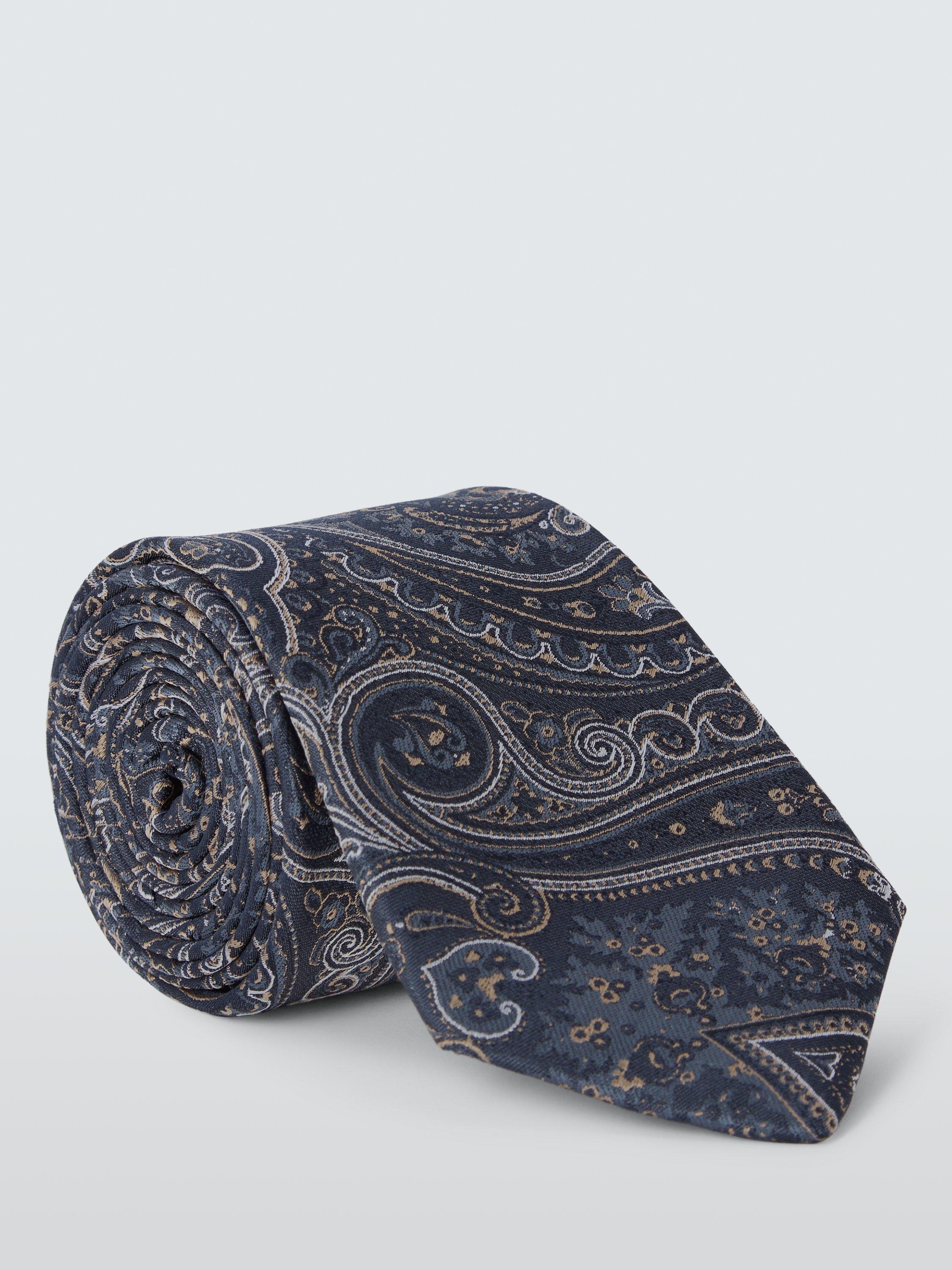 Product image 1 of 3, which shows John Lewis Silk Paisley Tie, Grey