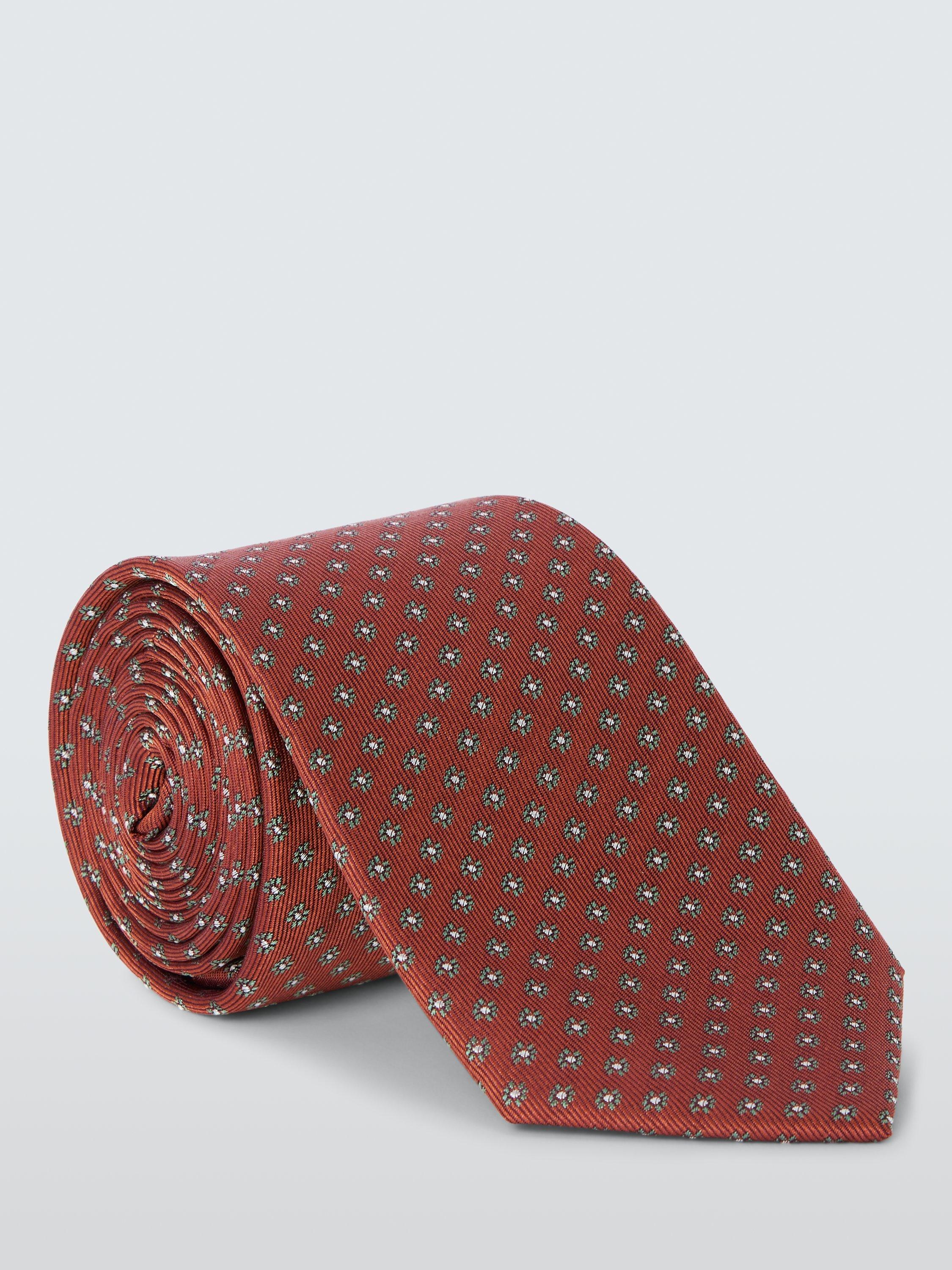 Product image 1 of 3, which shows John Lewis Silk Small Diamond Tie, Dusty Orange