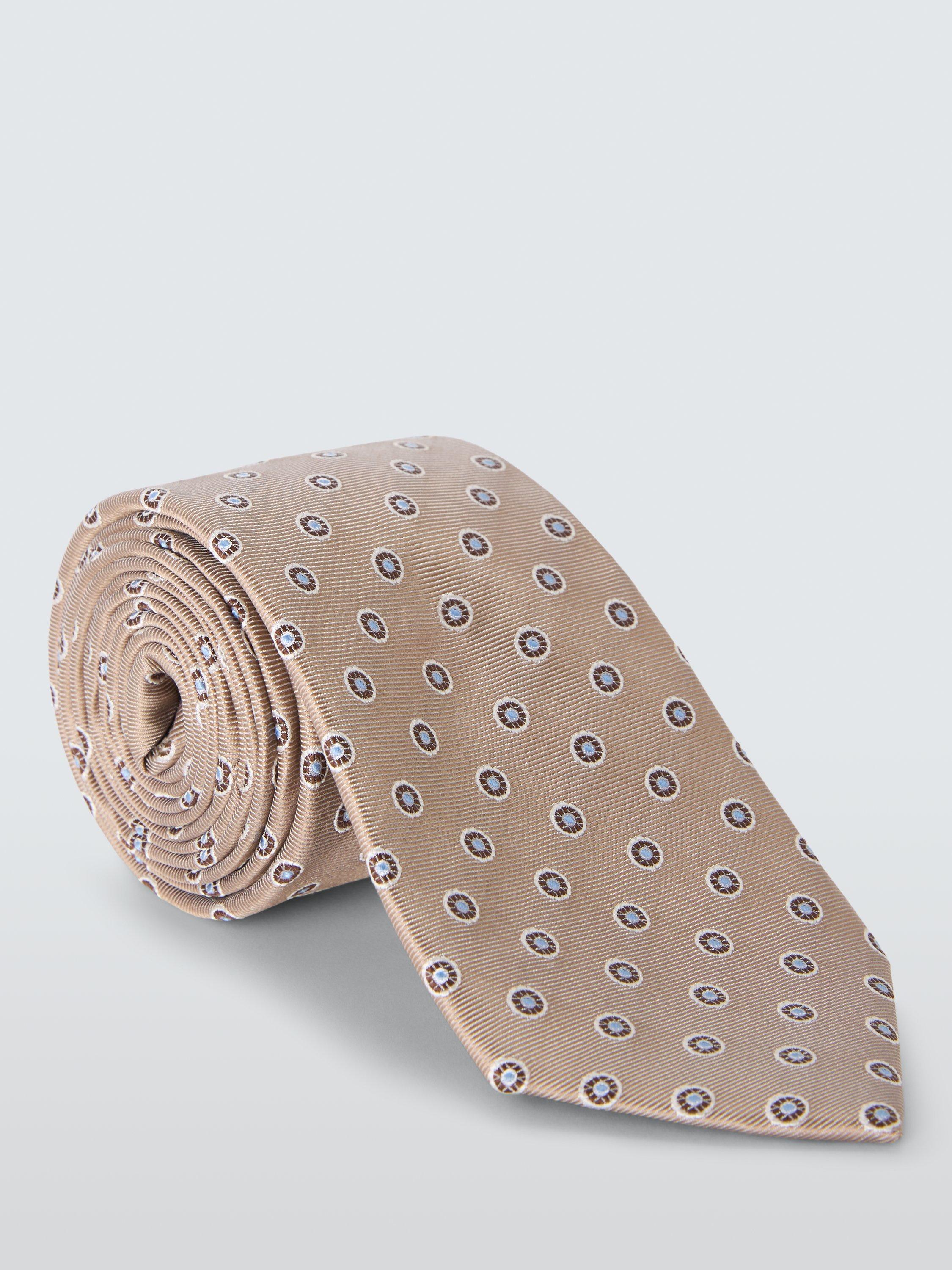 Product image 1 of 3, which shows John Lewis Silk Small Circle Tie, Champagne