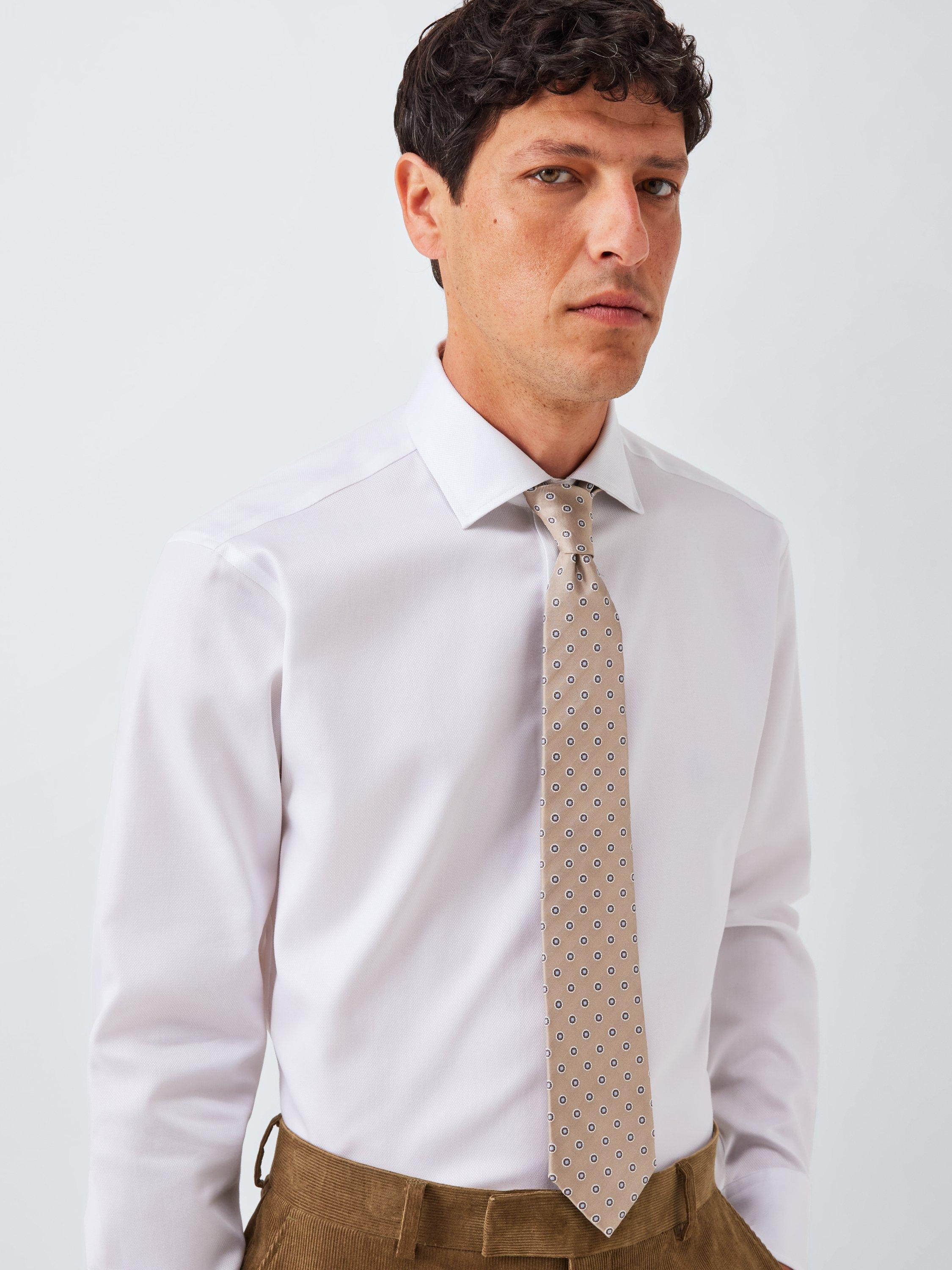Product image 2 of 3, which shows John Lewis Silk Small Circle Tie, Champagne