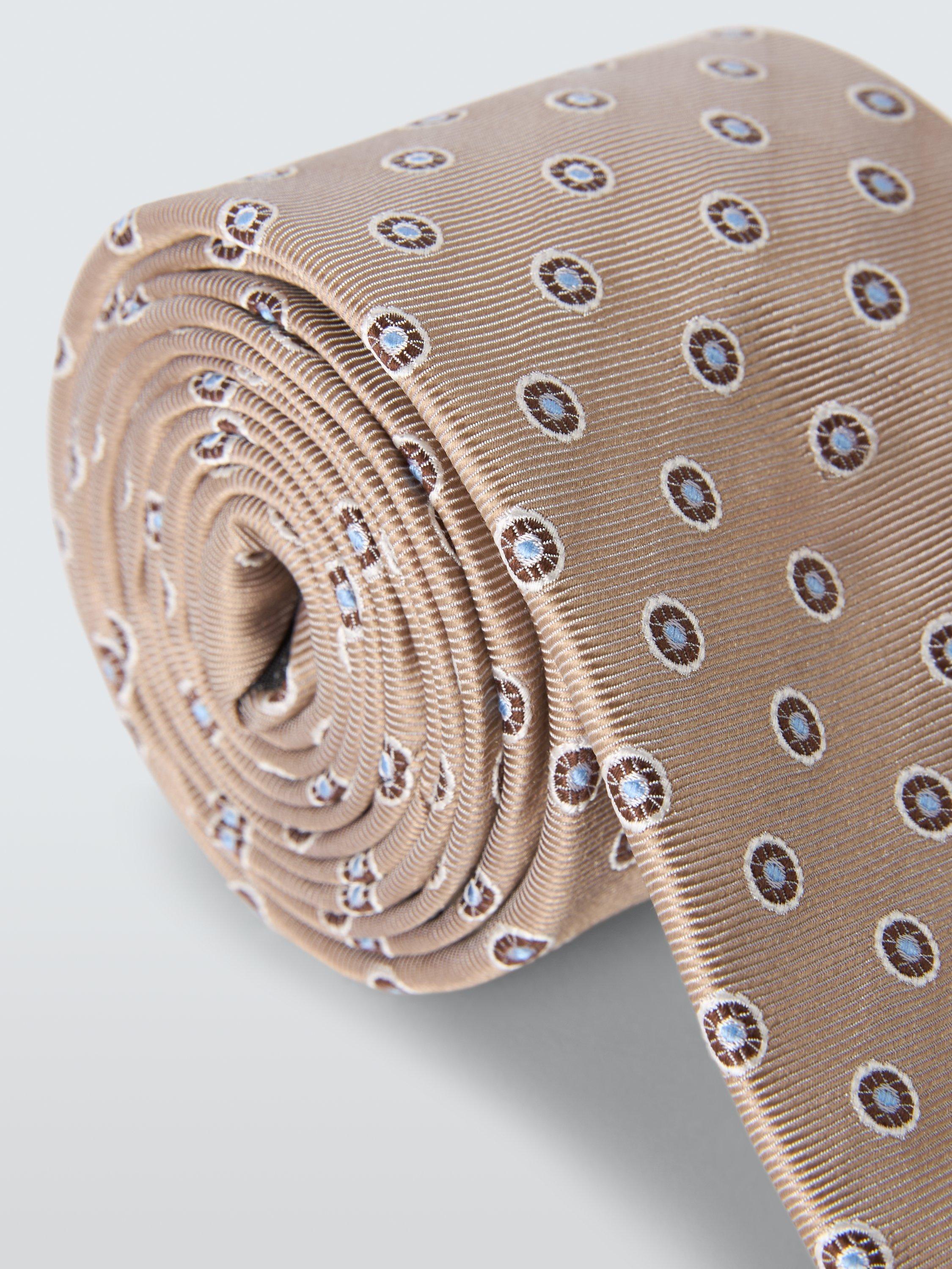 Product image 3 of 3, which shows John Lewis Silk Small Circle Tie, Champagne