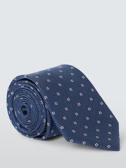 John Lewis Silk Small Square Tie, Airforce, Airforce